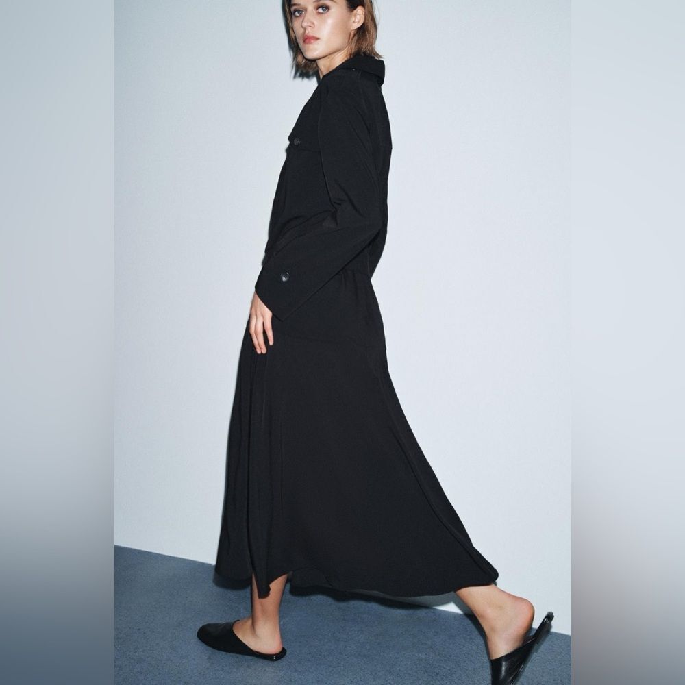 ZARA ZW COLLECTION TRENCH MIDI DRESS - Picture 6 of 10